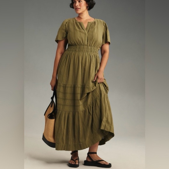 🆕 NWT Anthropologie Somerset Maxi Dress Moss 3X - Picture 1 of 10